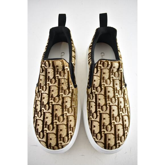 Dior Solar Bronze Velvet Oblique Logo White Flat Skate Slip On Low Sneaker 36 - Picture 7 of 11